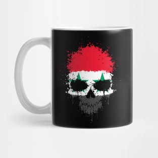 Chaotic Syrian Flag Splatter Skull Mug